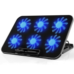 Keskk&uuml;tteradiaatorid, Gaming Cooling Pad Elite &ndash; 6 LED-ventilaatorit &uuml;li&otilde;hukeste alla 18-tolliste s&uuml;learvutite jaoks; USB toitega vaikse j&otilde;udluse tagamiseks, must noble