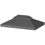 Outsuuny asenduskatus lehtmaja 3 x 4m, veekindel lehtmaja katus, kahekordne katuse asenduskate aiamaja lehtmaja jaoks, varuosad Oxfordi kangast, 370 g/m&sup2;, tumehall, Tamsiai pilka