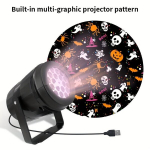 AMill Halloween LED Projektor Lamp, 16 Muster Sisemine Projektor USB Toitega.