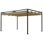 Outsunny pergola 3x2m aiapaviljon, metallist terrassikatus, reguleeritava katusega aiapaviljon, vabalt seisev, p&auml;ikesekaitse terrassile ja aeda, khaki v&auml;rvi
