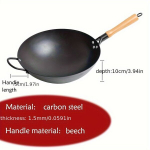 K&auml;sitsi valmistatud malmist wok puidust k&auml;epidemega, 36 ausys