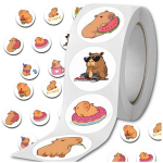 Capybara kleebised rullil 500 tk v&auml;rviline motiveeriv isetegemine lastele