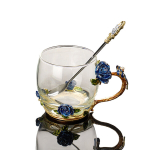 Klaasid, tassid, kannud, Rose Glass komplekt lusikaga teekruus Kohvikruus sobib kingituseks, stiil: stiil2;