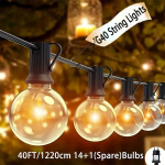 G40 LED Globaallambid &Otilde;ues String Tuled Varulampidega, 40FT/12,2m 14+1(Atsarginės)Lemputės