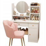 Kosmeetiline edevus koos kosmeetilise peegliga valge suur skandinaavia stiilis