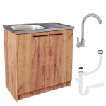 K&ouml;&ouml;gikapp valamu all, k&otilde;rge segistuskraan, sifoon, kuldne tamm, 80cm