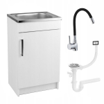 K&ouml;&ouml;gikapp, valamu, must paindlik segistuskraan, sifoon, valge, 50x40cm