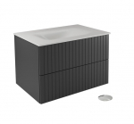 Seinale kinnitatav vannitoakapp kraanikausiga Besco Akya Linea, 76 cm, hall/valge