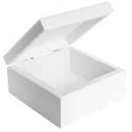 Creative Deco v&auml;ike valge puidust kast kaanega | Lapse m&auml;lestuste kast | Kingikast 10x10x5 cm (+/-0,5 cm) | Looduslik esemete hoidja | Dekupaaž, dekoratsioon