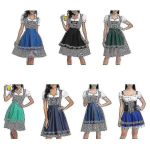 Naised Oktoberfesti kost&uuml;&uuml;mid t&auml;iskasvanutele dirndl saksa traditsiooniline baieri &otilde;lle karneval isa isa blue_xxl, Gray Blue_XXL