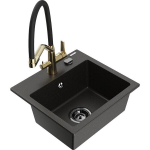 &Uuml;hekordne graniidist valamu Mexen Milo k&ouml;&ouml;gisegistiga Duo, must/kuldne metallic - 6505-75-671701-70-B