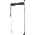 Outsunny vertikaalne p&auml;ikesekaitsega markiis, r&otilde;duruloo 150 x 220-310cm r&otilde;du privaatsusekraan v&auml;ndaga, ilmastikukindel privaatsusekraan aeda, pol&uuml;ester, tumehall, Tamsiai pilka