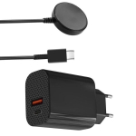 Laadija 12W + USB-C kaabel, &uuml;hilduv Samsung Galaxy Watch 6 / Watch 5 / Watch 4 / Watch 3 / Active Phonillico&reg;
