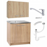 Komplekt k&ouml;&ouml;gikapp Sonoma seisev valamu 80cm + seinale paigaldatav kroomitud p&ouml;&ouml;rdkraaniga