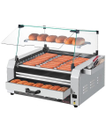 Grill koos rullikutega ja soojendatava sahtliga, 30 hot dogi, 2400W