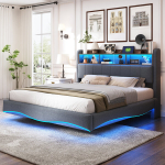 Pehmete k&uuml;lgedega voodiraam, LED, USB, Type-C, 160x200 cm, 1 tk