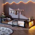 Metallvoodi lastele, 90x200 cm, LED-de ja piiretega, 1 tk