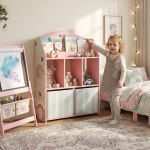 Laste raamaturiiul 2 kangast sahtliga 62,5x30x91,5 cm roosa MDF