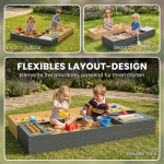 Sandbox 2-osaline puidust liivakast pingi ja hoiustamisega 150x90x19,5 cm kollane