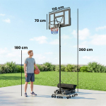 Korvpalliv&otilde;rk Reguleeritav k&otilde;rgus 135-305 cm 110x70 cm Seljaplaat Must Teras