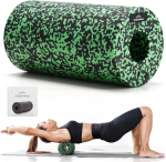 Everest Fitness massaažirull EPP, joogaks, pilateseks ja fitnessiks, 30 x 15 cm, kotiga ja harjutusjuhendiga, must/roheline