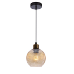 Candellux Valor rippvalgusti merevaigukollase klaasist varjuga, musta ja kuldse viimistlusega, E27 sokliga