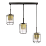 Candellux Jonera rippvalgusti, 3-lambiline, E27, must, kuldsete klaaskuplitega
