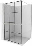 Mexen Kioto+ du&scaron;isein riiuliga Walk-in 100 x 200 cm, must ruudustik, harjatud nikkel - 800-100-121-97-77, 100 x 200 cm