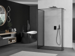 Mexen Kioto du&scaron;i sein Walk-in 130 x 70 x 30 cm, must raam, harjatud kahurihall - 800-130-070-221-66-70-030