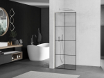 Mexen Kioto L du&scaron;ipaneel Walk-in 90 x 200 cm, must ruudustik, harjatud nikkel - 800-090-103-97-77