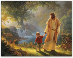 Dekoratiivne pilt Jeesus hoiab mu k&auml;tt raamis, religioosne 40x60 cm &mdash; kristlik seinakaunistus, magamistoa pilt, religioosne l&otilde;uendikunst, esimese armulaua kingitus, elutoa sakraalkaunistus, puitraamiga pilt, vaimne sisekujundus