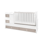 Muundatav lastevoodi Lorelli MiniMAX New, 60x120/72x190 cm, valge/beež