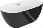 Mexen Eos eraldiseisev vann 170 x 75 cm, valge/must, &uuml;levool roosa kuld - 52471707575-60, 170 x 75 cm