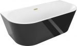 Mexen Oval vabaltseisev seina&auml;&auml;rne vann 160 x 80 cm, valge/must, kuldne harjatud &uuml;levool - 52671608075-55