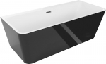 Mexen Volta eraldiseisev vann, mis on seinale paigaldatav, 150 x 75 cm, valge/must, &uuml;levool harjatud gun gray - 51131507575-66, 150 x 75 cm