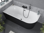Mexen Mia nurgeline vasak iseseisev vann 160 x 80 cm, valge/must, must &uuml;levool - 52691608075L-70, 160 x 80 cm