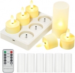 Laetavad LED-teek&uuml;&uuml;nlad, meeleoluvalgustus, puldiga, valged, 6 tk &mdash; usb k&uuml;&uuml;nlad, meeleoluvalgustus, leegita k&uuml;&uuml;nlad, j&otilde;ulukaunistused, puldiga tuled, seadek&uuml;&uuml;nlad, ohutu led valgus