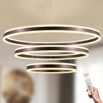 Moodne LED rippvalgusti 3 r&otilde;ngast h&auml;mardatav pruun &Oslash;60-100cm &mdash; elutoa l&uuml;hter, led laevalgusti, puldiga lamp, reguleeritav l&uuml;hter, magamistoa valgustus, r&otilde;ngaslamp, kaasaegne sisevalgustus