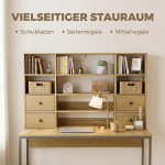 Kirjutuslaud riiulite ja 4 sahtliga 105 cm, naturaalne puit