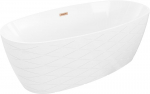 Mexen Olea vabas seisev vann muster 170 x 80 cm, valge, &uuml;lejooks harjatud vask - 52821708000-65, 170 x 80 cm