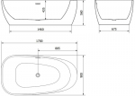 Mexen Giada eraldiseisev vann 170 x 90 cm, valge l&auml;ige, harjatud nikli &uuml;levool - 52741709000-97, 170 x 90 cm