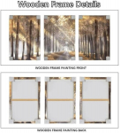 Seinapilt Puidust Raam Dekoratsioon 3 T&uuml;kki 40x60 cm P&auml;ikeseline Mets &mdash; seinatript&uuml;hhon, elutoa pildid, metsa dekoor, looduse tript&uuml;hhon, l&otilde;uend graafika, magamistoa pildid, kaasaegne seinakaunistus