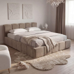 Voodi QUBE + Madrats SAPNAS 2 XL|160x200|Tumebeež #10|Veluur