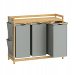 Bambusest pesukast 3 kambriga, hall, 150l