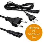 Qoltec toitejuhe IEC C7 | CEE 7/16 | kaheksakandiline | 2x0,75 mm&sup2; | puhas vask CU | 3 m