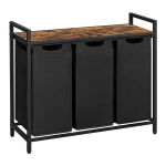 Pesukott BEGRYF, 92,5 x 33 x 71 cm, must / pruun, 114 l, 3 eemaldatava kotiga