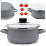 Emailpott 3,5l, hall, 22cm, kaanega