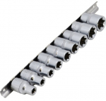 AWTOOLS AW38299 1/2tolli v&auml;liste Torx E padrunite komplekt autoremondiks 9tk E10-E24 kroomvanaadiumteras