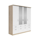 Riidekapp Brando 4, valge/tamm