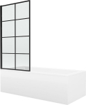 Mexen Cubik ristk&uuml;likukujuline vann 160 x 70 cm koos &uuml;mbrise ja 1-osalise 70 cm paneeliga, must muster - 550316070X9307017077, Mexen Cubik stačiakampė vonia 160 x 70 cm su dangčiu ir viena&scaron;laičiu ekranu 70 cm, juodas ra&scaron;tas - 550316070X9307017077